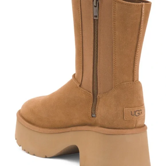 UGG Women's Classic Twin Seam New Heights Chestnut Suede Platform Boots US7/9/10 - Picture 2 of 8